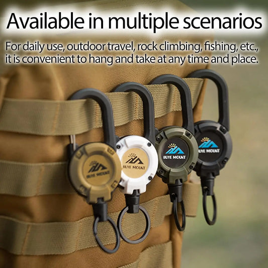 1/4pcs Retractable Keychain,Outdoor Gear Retractable Wire Rope Buckle,Anti-Lost Convenient Pull Cord for Backpacking,Fishing
