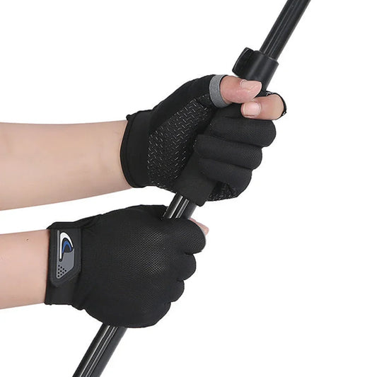 1Pair Fishing Gloves Anti-slip Breathable Two Finger Cut Sport Cycling Fishing Mitten Men Women Fashion Gloves Sport Equipment