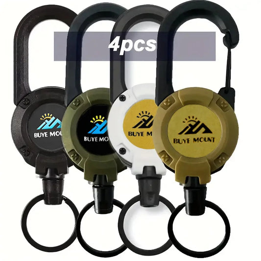 1/4pcs Retractable Keychain,Outdoor Gear Retractable Wire Rope Buckle,Anti-Lost Convenient Pull Cord for Backpacking,Fishing